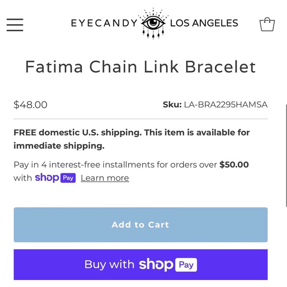 New Arm Candy Fatima Chain Link Bracelet in Gold - Picture 7 of 8